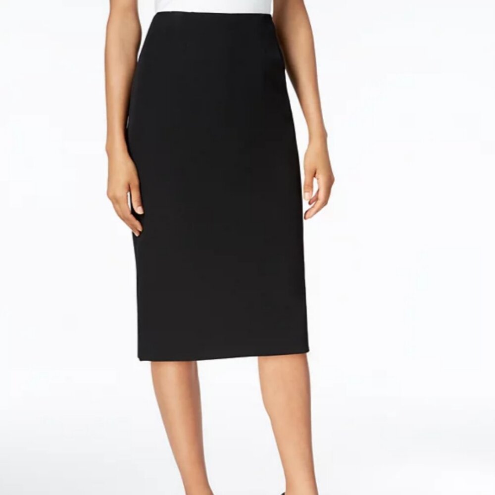 Kasper Petite Pencil Midi Skirt 16 Black Crepe